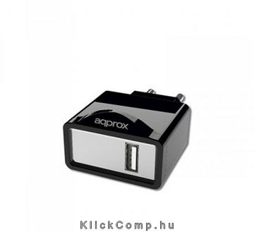 Telefon töltő 5V/1A 1db USB Fekete Univerzális fotó, illusztráció : APPUSBWALL1B