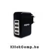 APPROX Univerzális Telefon, Tablet, GPS töltő 5V/4A 4db USB Fekete