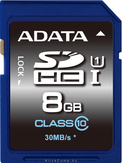 8GB SD SDHC Class 10 UHS-I memória kártya fotó, illusztráció : ASDH8GUICL10-R