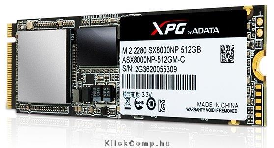 512GB SSD M.2 ADATA ASX8000NP-512GM-C fotó, illusztráció : ASX8000NP-512GM-C