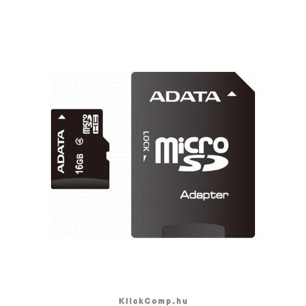 Memória-kártya 16GB SD micro SDHC Class 4 memória kártya adapterrel fotó, illusztráció : AUSDH16GCL4-RA1