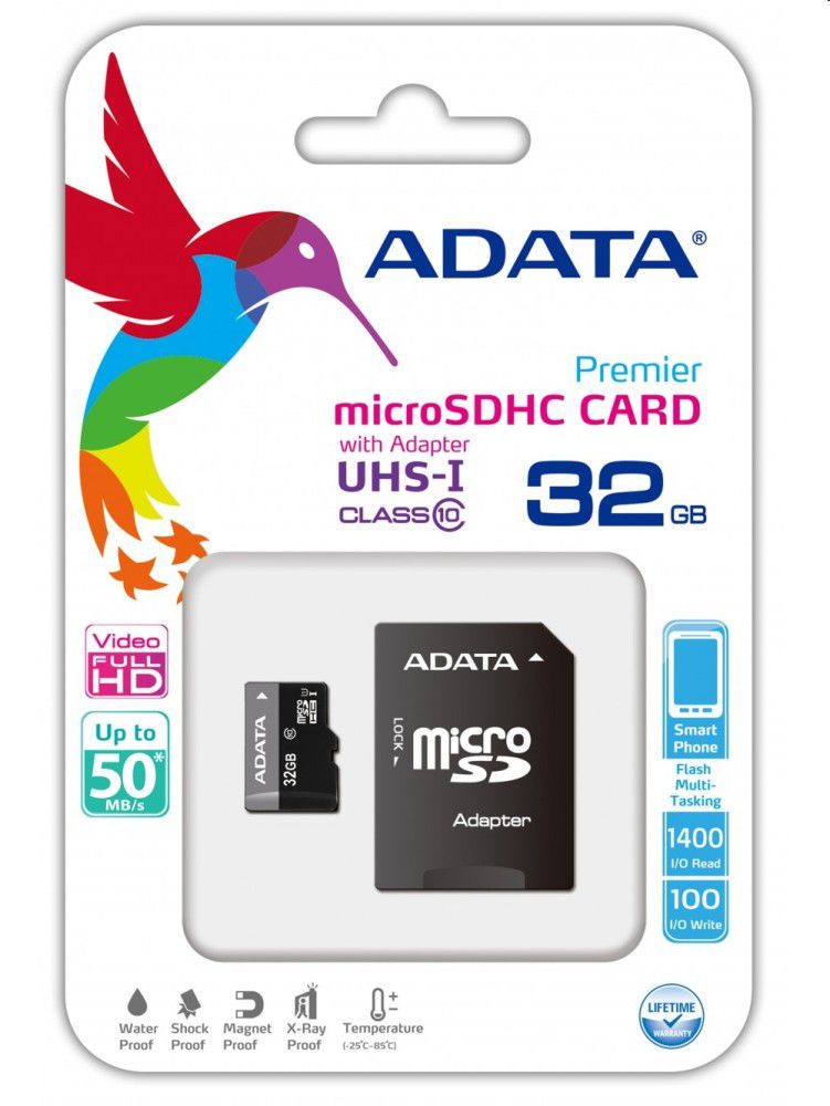 Memória-kártya 32GB SD micro SDHC Class 4 memória kártya adapterrel fotó, illusztráció : AUSDH32GCL4-RA1
