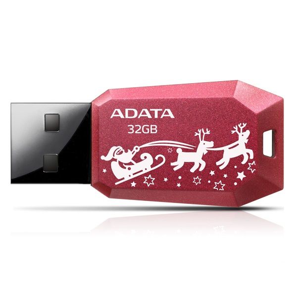 32GB PenDrive USB2.0 Piros karácsonyi ADATA AUV100F-32G-RRD Flash Drive fotó, illusztráció : AUV100F-32G-RRD