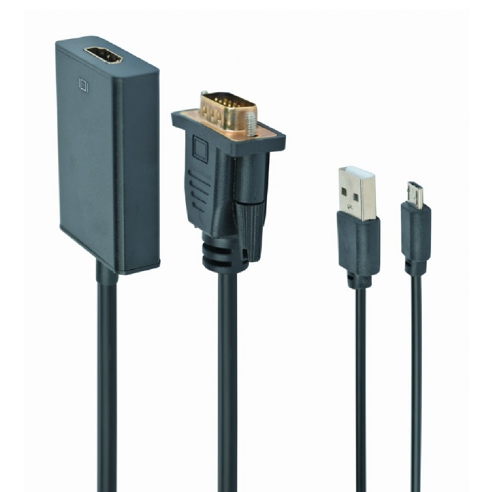 kábel VGA to HDMI adapter cable 0,15m Black Gembird - Már nem forgalmazott term fotó, illusztráció : A-VGA-HDMI-01