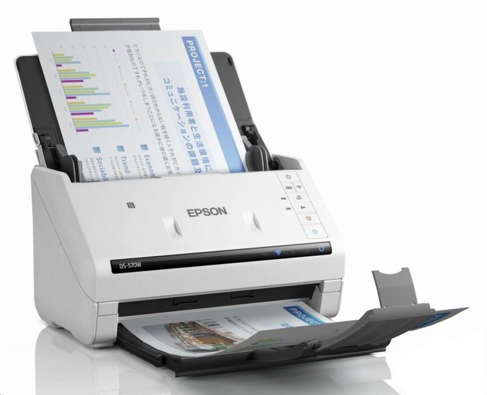 EPSON Docuscanner WorkForce DS-570W, USB/Wifi, Duplex, ADF, A4 35 lap/perc, 600 fotó, illusztráció : B11B228401