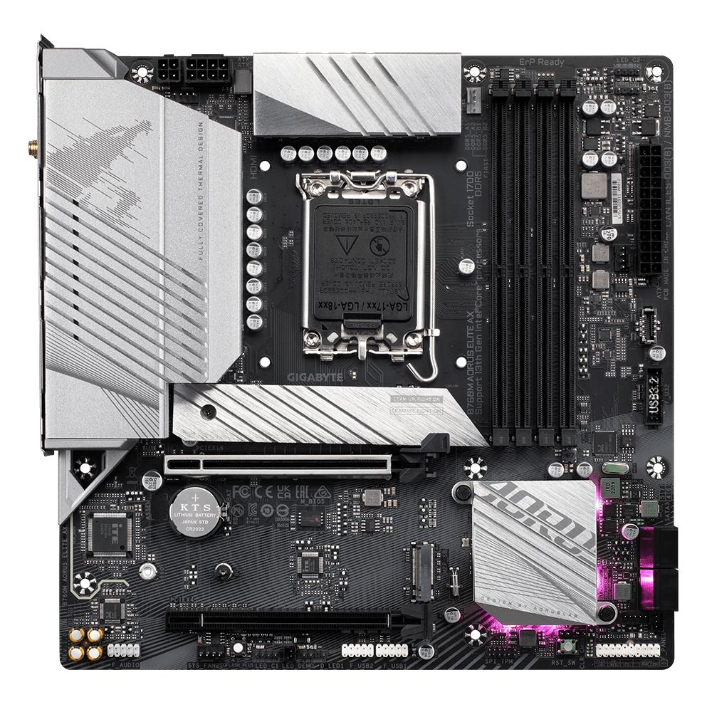 Alaplap B760 LGA1700 4xDDR5 Gigabyte B760M Aorus Elite mATX fotó, illusztráció : B760M-AORUS-ELITE-AX