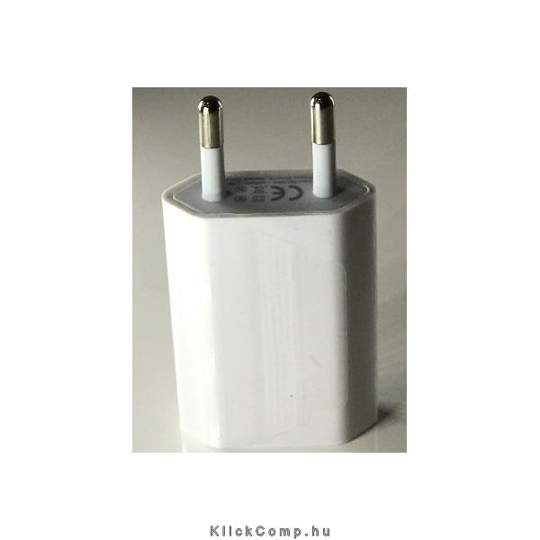 Telefon töltő fej iPhone (230V fali; gyári kivitel; 5V-1A; fehér; OEM csomagolá fotó, illusztráció : BH08