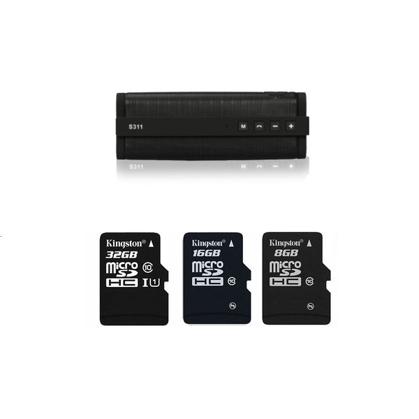 Hangszóró Bluetooth hangszóró fekete S311 + 16GB MicroSD kártya csomag fotó, illusztráció : BH123-16GB