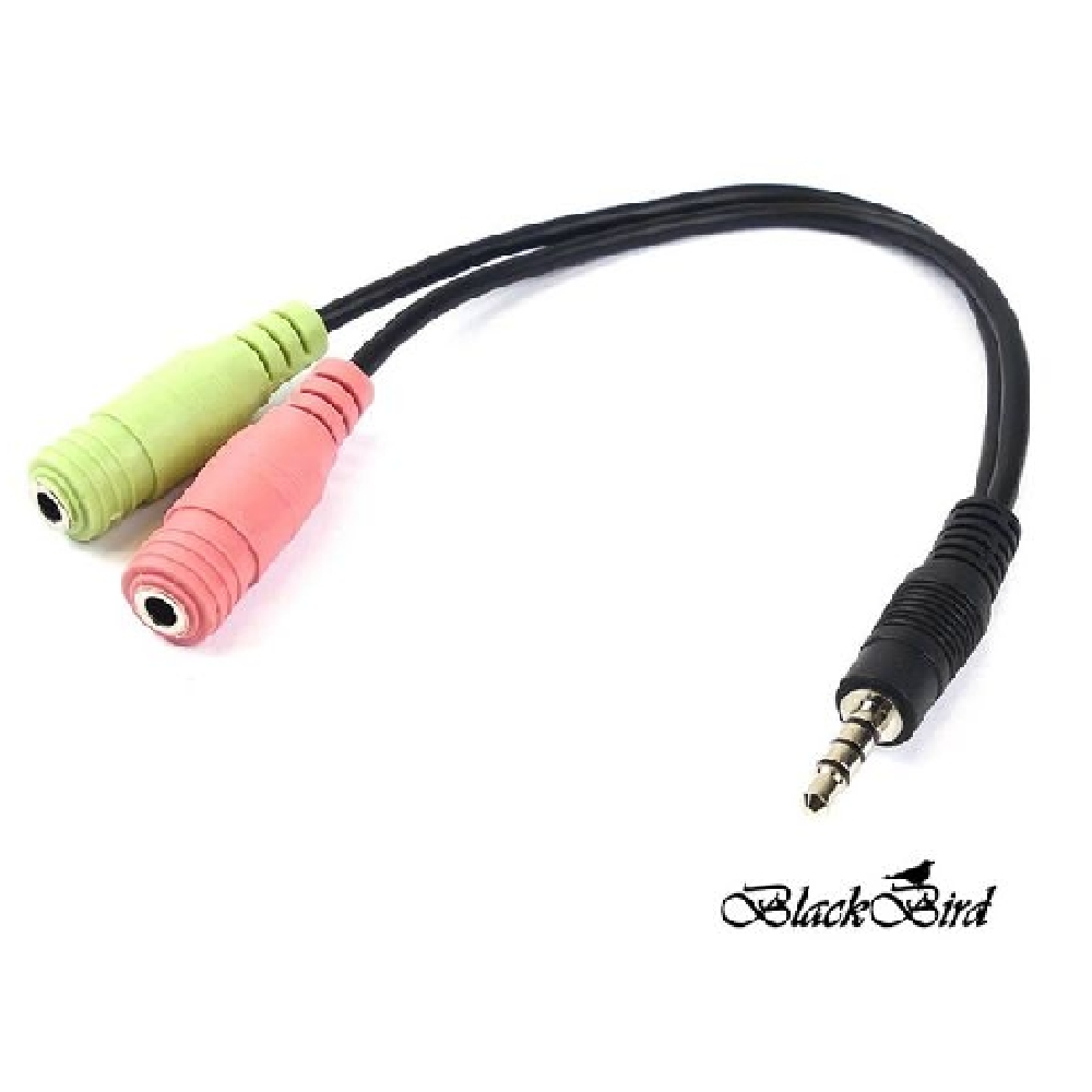 Átalakító Kábel stereo jack 3.5mm 4 pin to 2x 3.5mm 3 pin BLACKBIRD - Már nem f fotó, illusztráció : BH1249