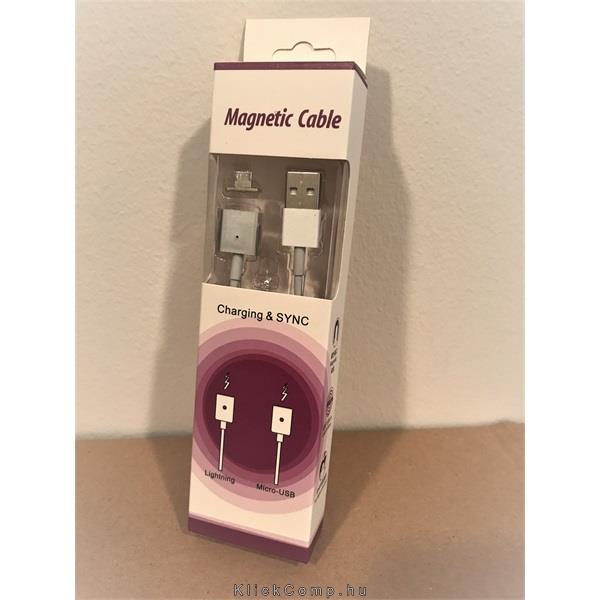 Kábel Mágneses Rózsaszín; USB-microUSB; Telefonban hagyható mágneses csatlakozó fotó, illusztráció : BH51P