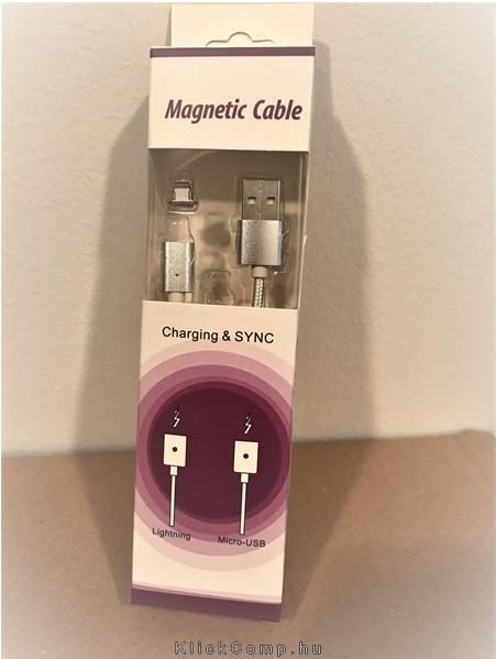 Kábel Mágneses Arany; USB-Lightning; Telefonban hagyható mágneses csatlakozóvég fotó, illusztráció : BH52G
