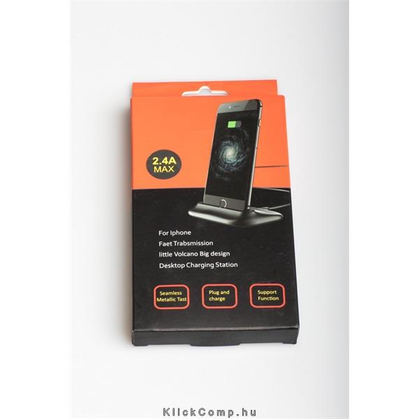 Telefon dokkoló Lightning Alumínium (fekete; USB kábel, lightning dokk fotó, illusztráció : BH99B