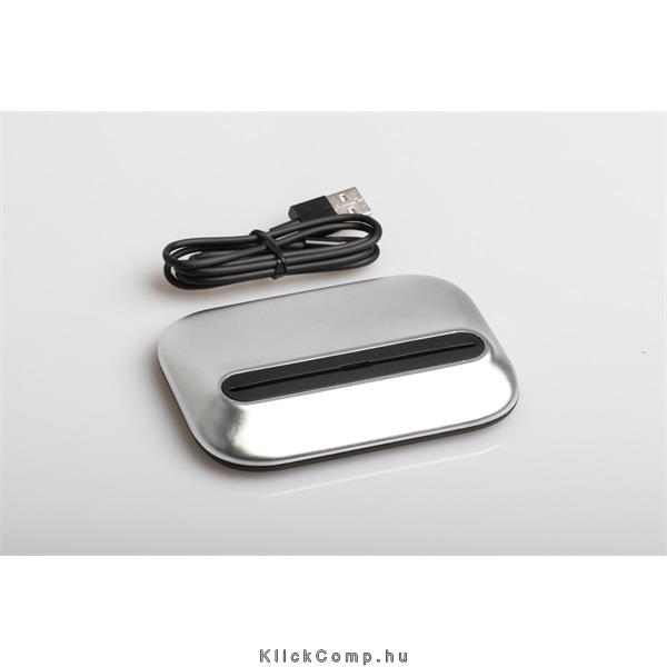 Telefon dokkoló Lightning Alumínium (ezüst; USB kábel, lightning dokkoló; doboz fotó, illusztráció : BH99S