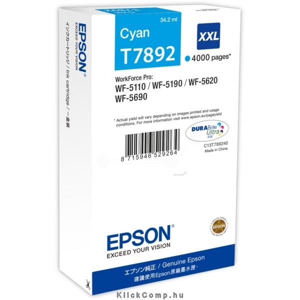 EPSON WorkForce Pro WP-5000 tintapatron XXL Kék Cyan 4k fotó, illusztráció : C13T789240