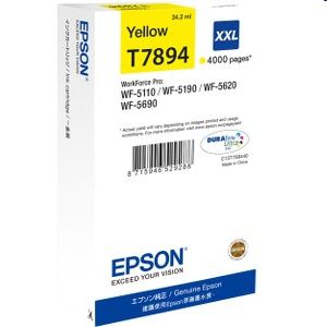 Epson sárga tintapatron XXL T7894 WF-5000 sorozatú nyomtatóhoz 4000 oldal fotó, illusztráció : C13T789440