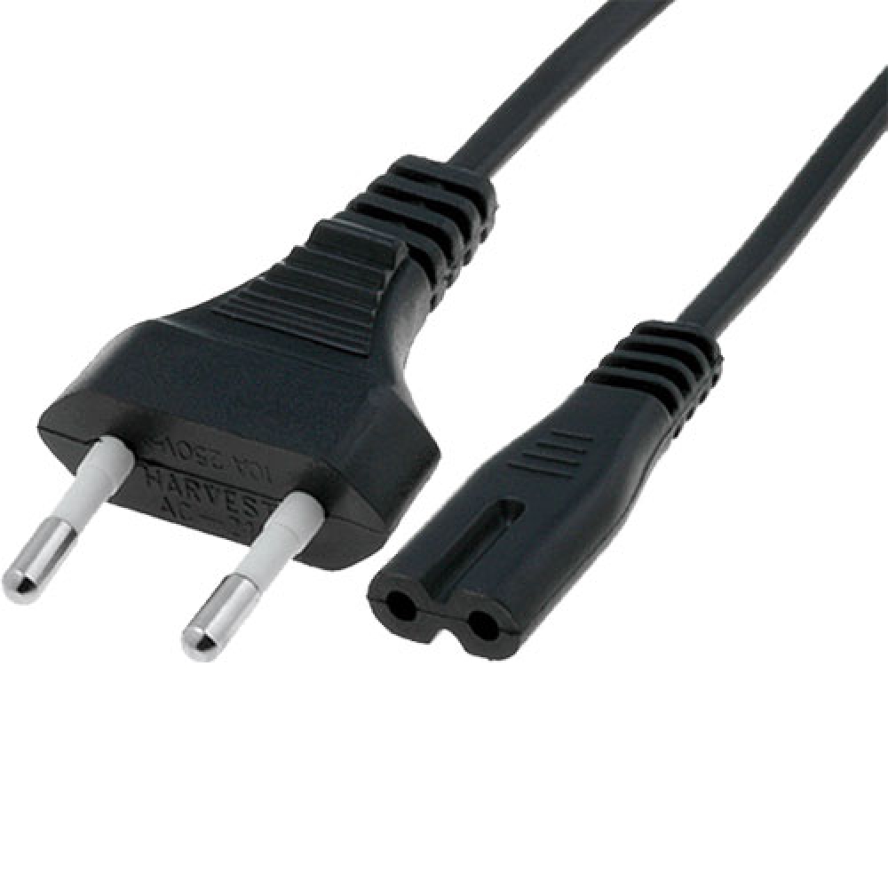 Euro kábel fekete CEE 7/16 (C) dugó,IEC C7 anya; 1,5m - Már nem forgalmazott te fotó, illusztráció : CABLE-704