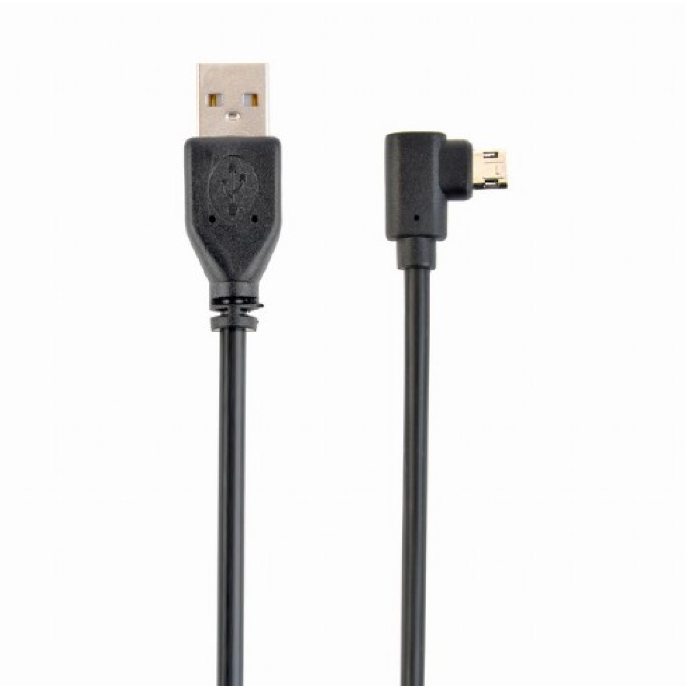 adatkábel kétutas USB Apa ferde Micro-USB Apa  1.8 M fekete fotó, illusztráció : CCB-USB2-AMMDM90-6