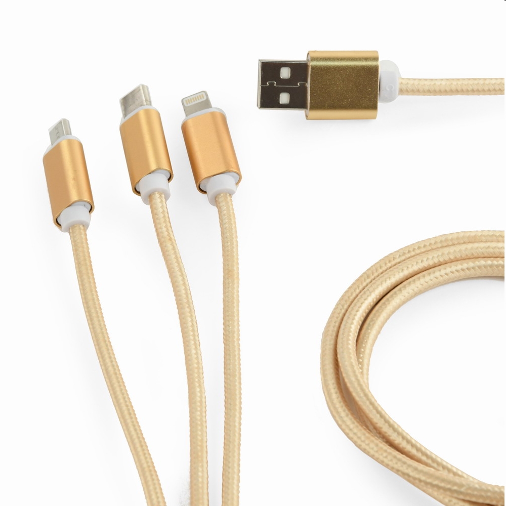 Töltő kábel  3in1 USB-A-ról USB-C, microUSB, Lightning 1m Gembird - Már nem for fotó, illusztráció : CC-USB2-AM31-1M-G