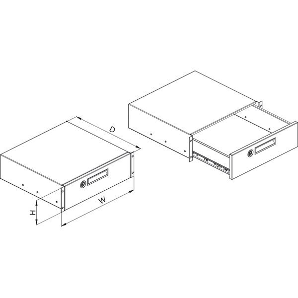 polc fiók 19  zárható 3U fotó, illusztráció : CDP-DD-03