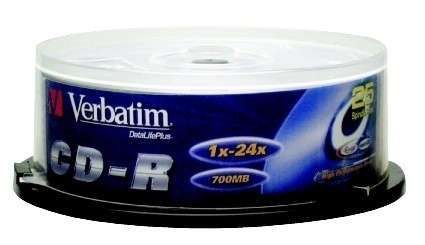 CD DISK VERBATIM 700 MB, 80min, 52x henger 25db - Már nem forgalmazott termék fotó, illusztráció : CDV7052B25DL