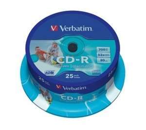 CD DISK VERBATIM 700 MB, 80min, nyomtatható 52x henger 25db - Már nem forgalmaz fotó, illusztráció : CDV7052B25N
