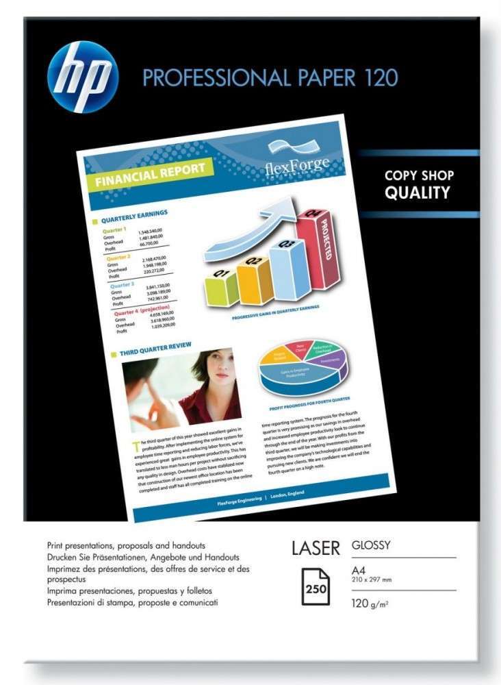 hp prof. laser paper Glossy, A4 120g 250 sheet fotó, illusztráció : CG964A