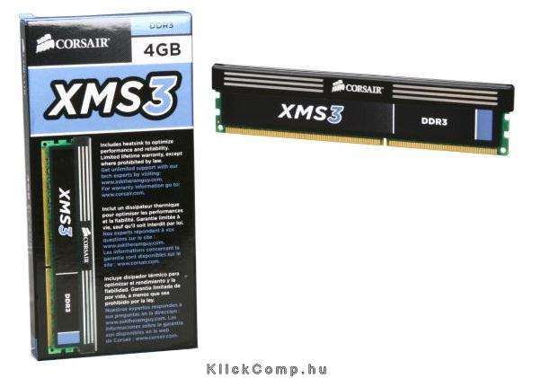 4GB DDR3 Memória 1600MHz CORSAIR fotó, illusztráció : CMX4GX3M1A1600C9