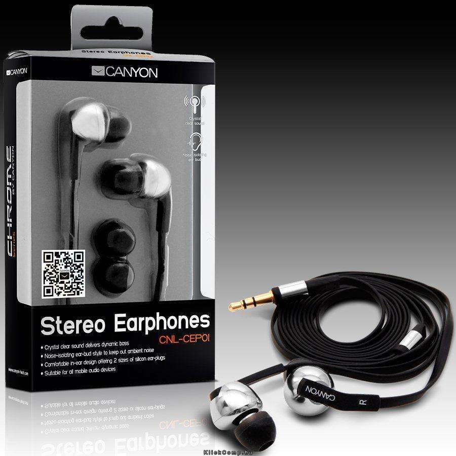 Headphones Cable Chrome Black, Ret. Blister fotó, illusztráció : CNL-CEP01