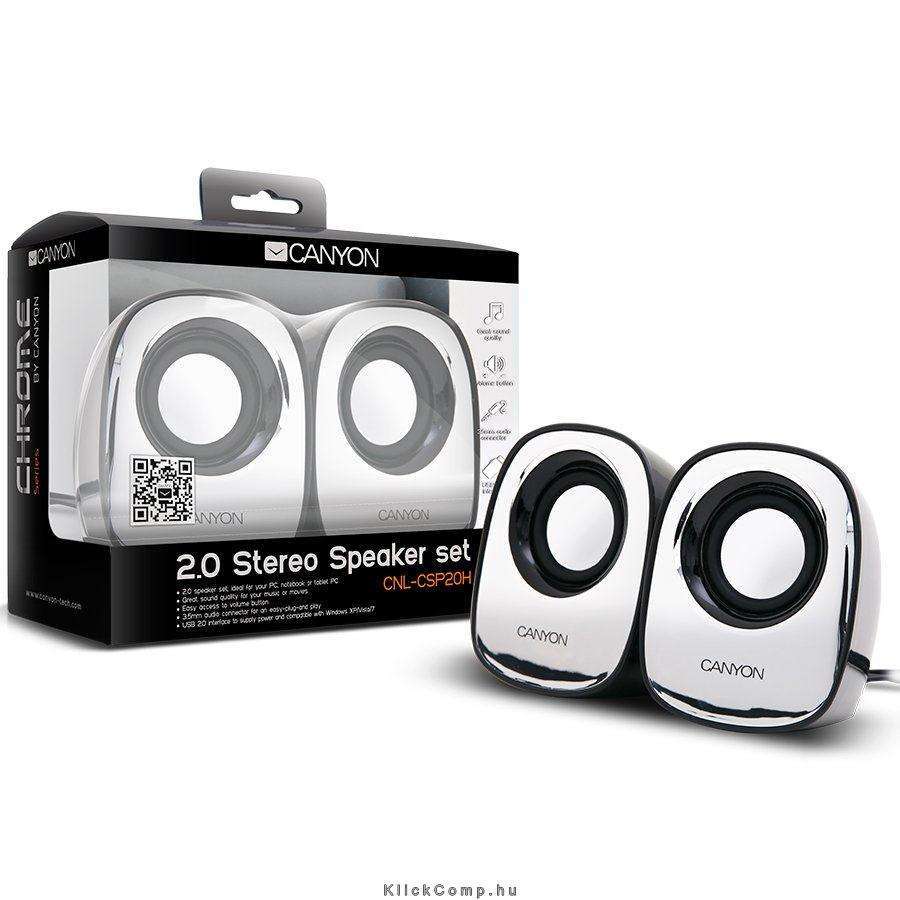 Multimedia Speaker Stereo, 5W, Subwoofer: 100Hz-18kHz, USB, Chrome Black fotó, illusztráció : CNL-CSP20H