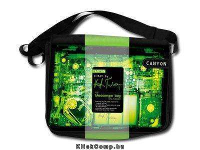 Laptop Case Messenger X-Ray for up to 15.6  laptop, Nylon, Black/Green fotó, illusztráció : CNL-NB09X