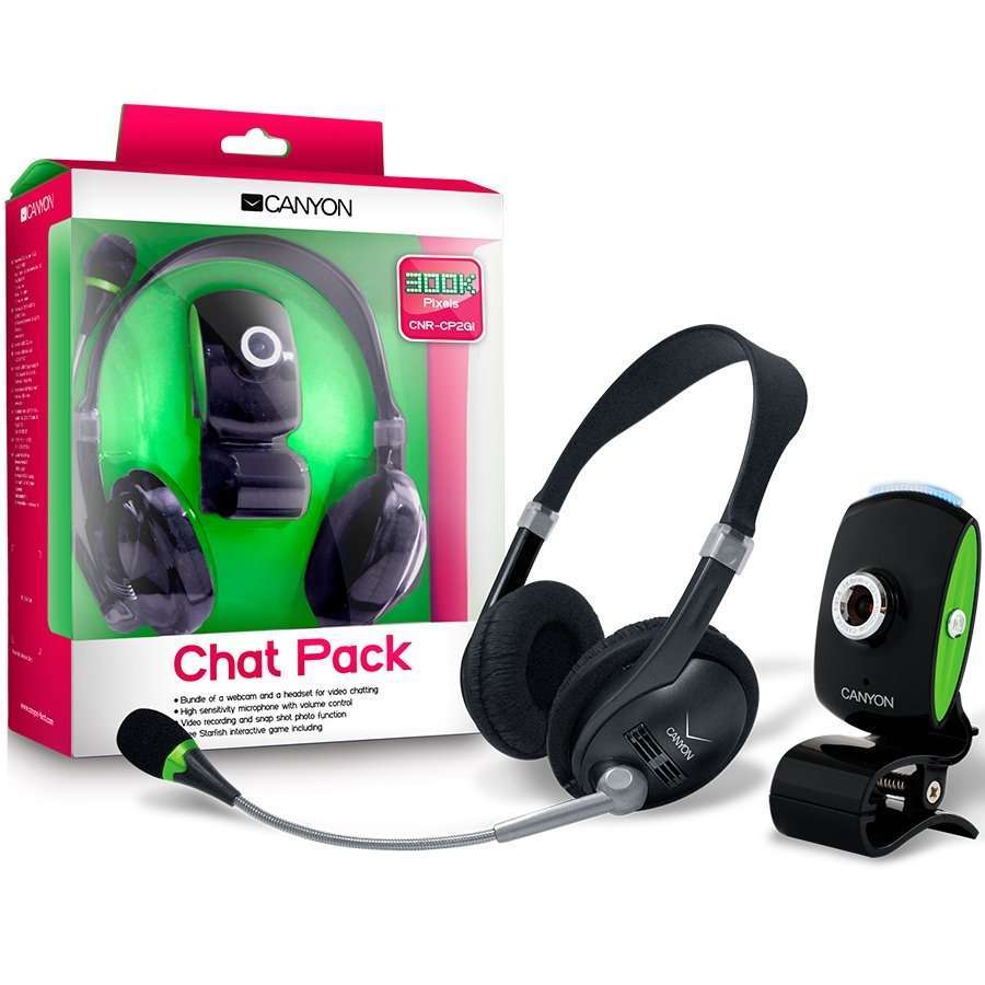 Web Camera 300Kpixel, 1/6 , CMOS, USB 2.0 and headset with microphone Black/Gre fotó, illusztráció : CNR-CP2G1