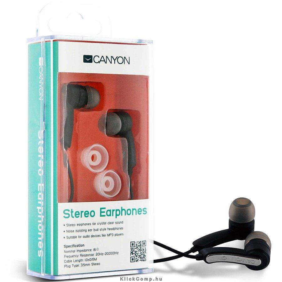 stereo earphone , color: black ; 2 sizes of silicon ear-plugs to ensure a perfe fotó, illusztráció : CNR-EP01N