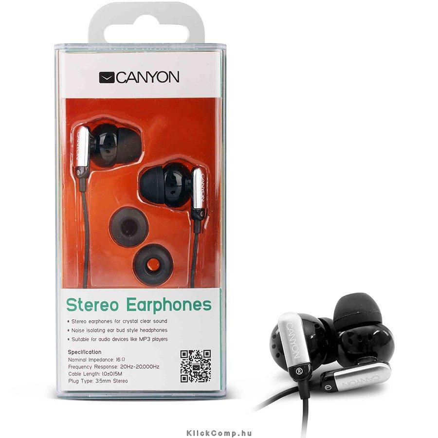 stereo earphone , color: black; 2 sizes of silicon ear-plugs to ensure a perfec fotó, illusztráció : CNR-EP09NB