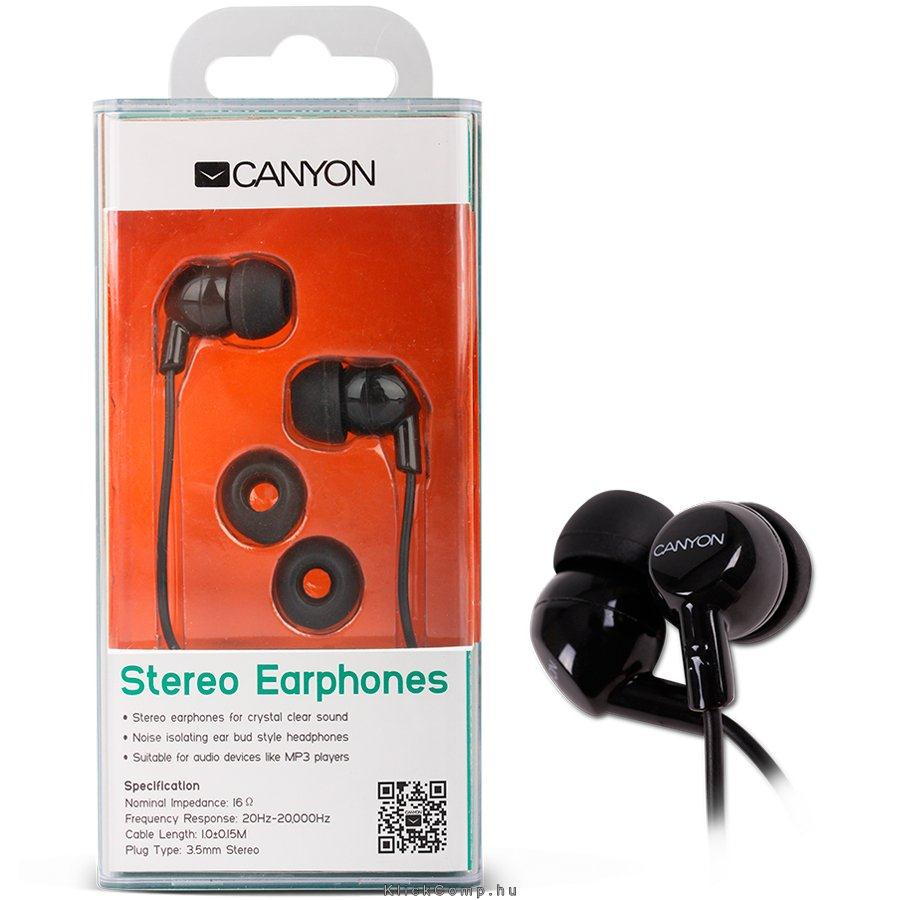 stereo earphone , color: black ; 2 sizes of silicon ear-plugs to ensure a perfe fotó, illusztráció : CNR-EP10NB