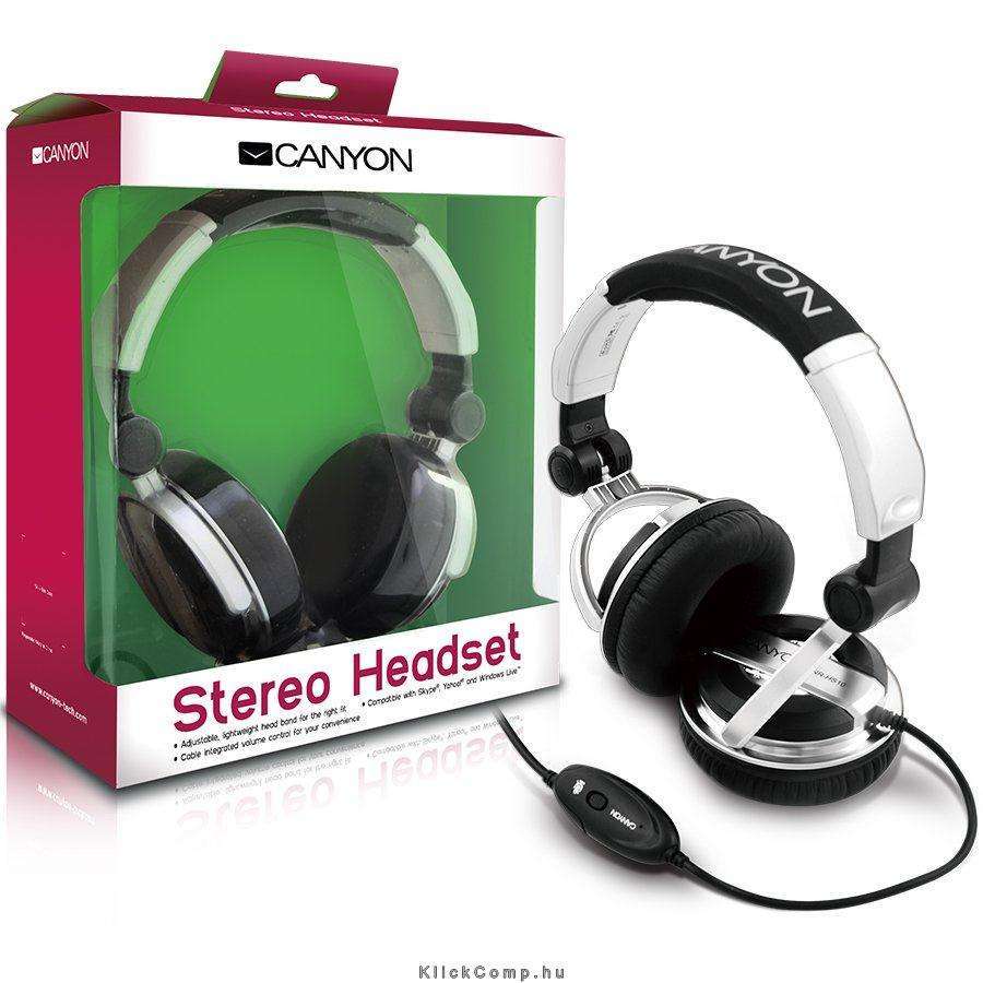 Headset Dynamic, 20Hz-20kHz, External Microphone, Cable, 2.4m Black/Silver, Ret fotó, illusztráció : CNR-HS10N