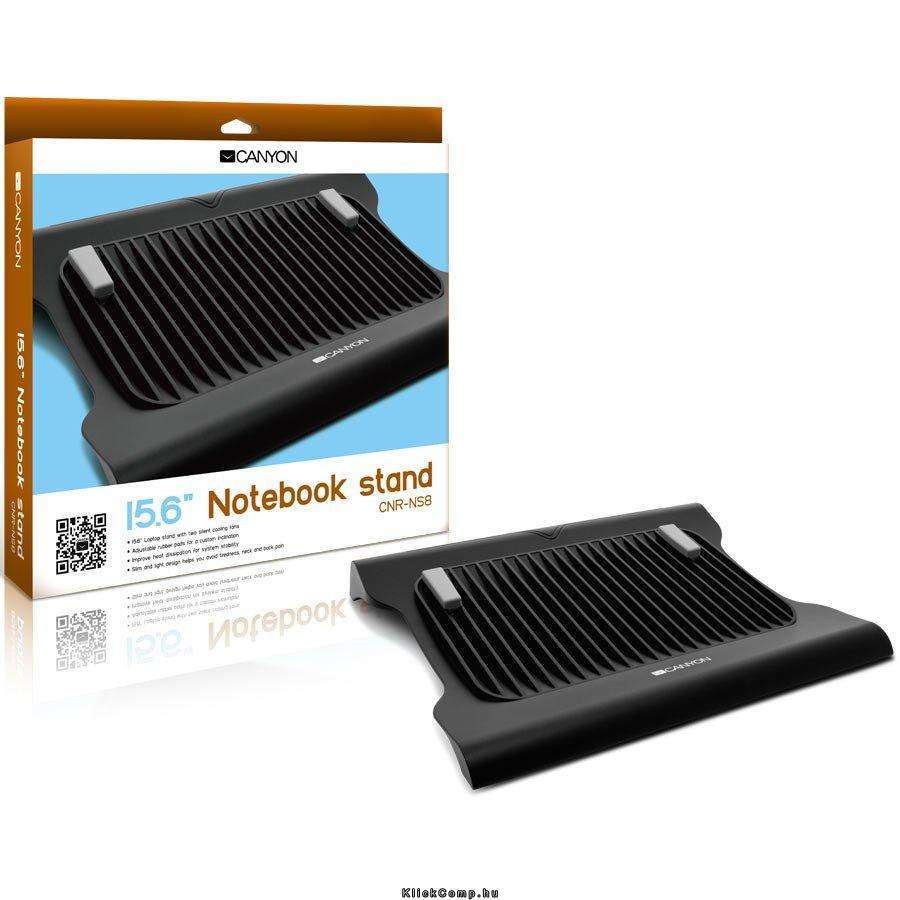 Notebook Cooler , 2 x 66mm, 1600 RPM, Black/Silver, Retail fotó, illusztráció : CNR-NS8