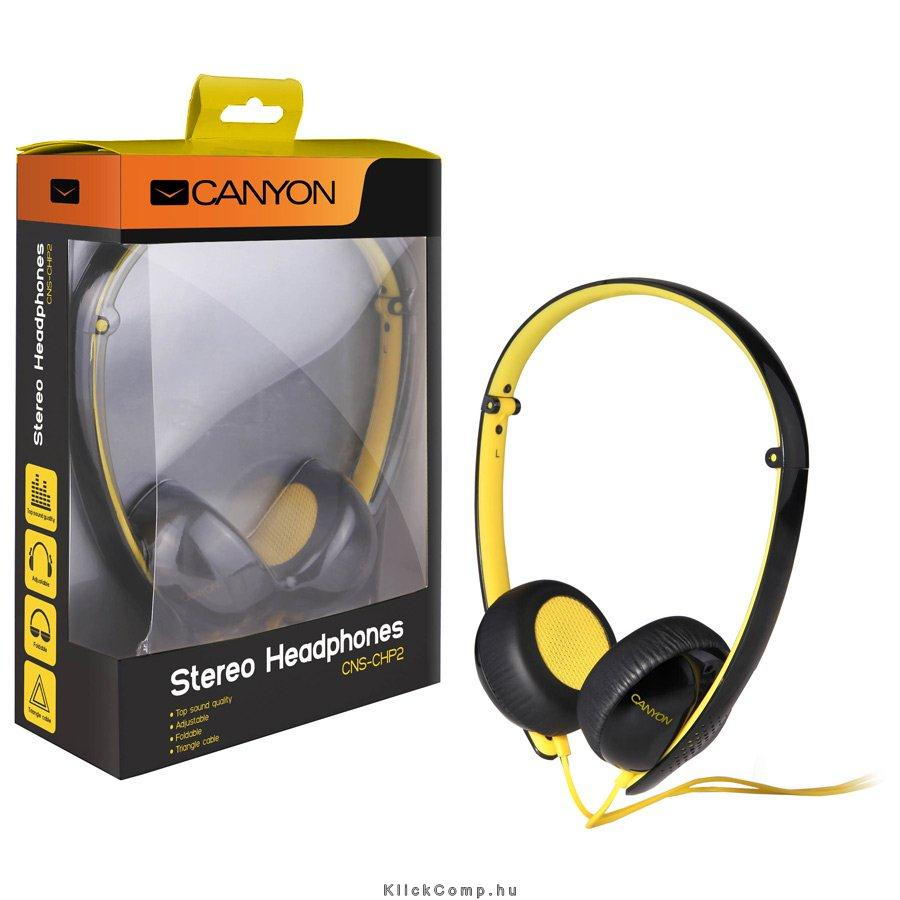stereo headphone; 3.5mm plug; black with yellow color fotó, illusztráció : CNS-CHP2BY