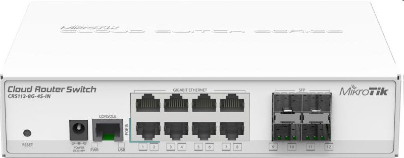 8 port Switch GbE Cloud Router Switch LAN 4port SFP uplink MikroTik CRS112-8G-4 fotó, illusztráció : CRS112-8G-4S-IN