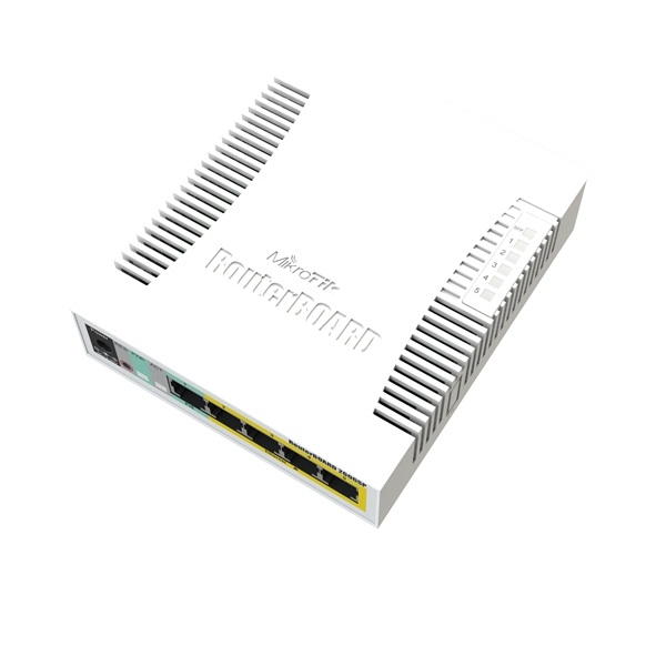 MikroTik RB260GSP/CSS106-1G-4P-1S 5port GbE 1xGbE SFP PoE switch fotó, illusztráció : CSS106-1G-4P-1S