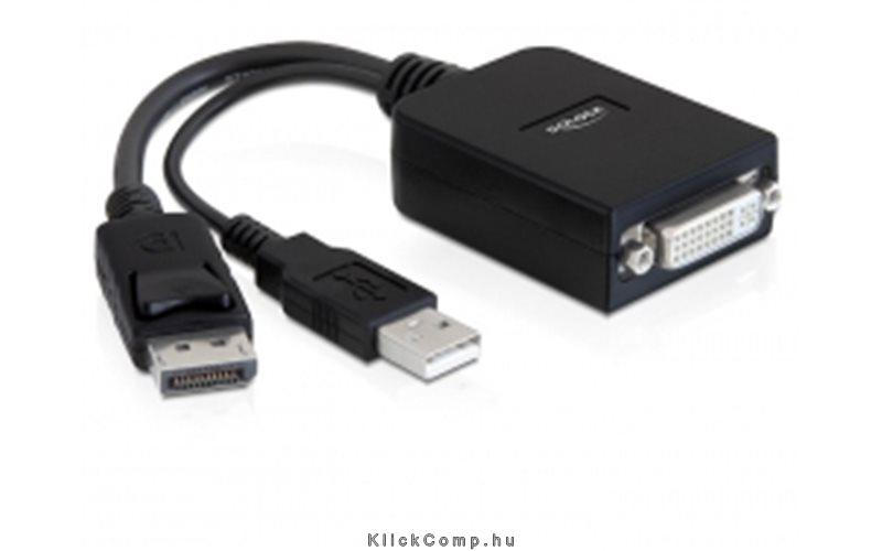 Adapter Displayport male > DVI-I 24+5 female active Delock fotó, illusztráció : DELOCK-61855