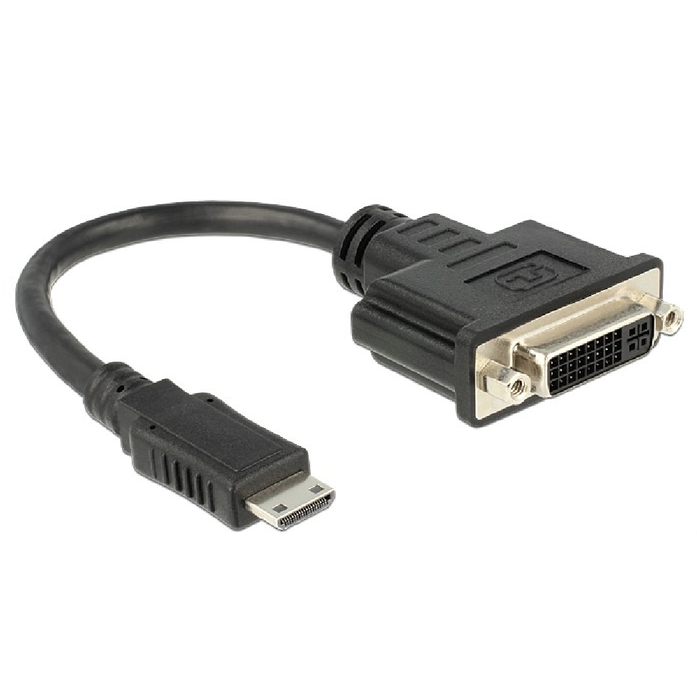 Adapter HDMI Mini-C male > DVI 24+5 female 20cm Delock fekete fotó, illusztráció : DELOCK-65564