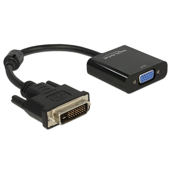 Átalakító DVI-D 24+1-dugós apa - VGA anya fekete adapter fotó, illusztráció : DELOCK-65658