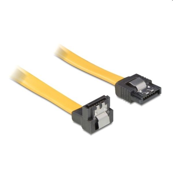 SATA sárga, lefele/egyenes csatlakozó (fémlappal) 50cm összekötő kábel - Már ne fotó, illusztráció : DELOCK-82479