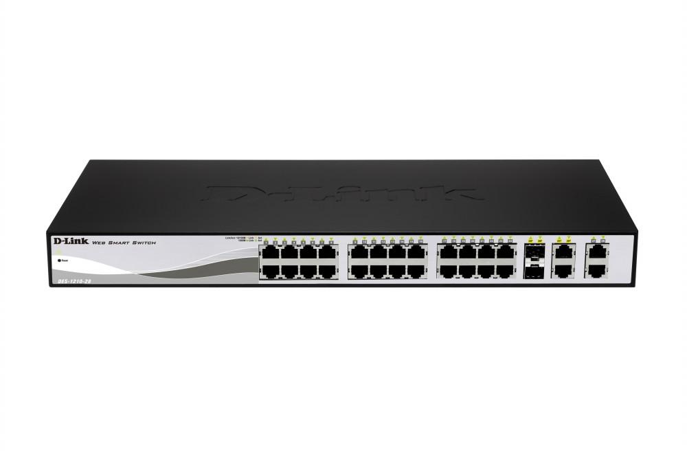 24 port Switch 10/100 Smart Switch + 2 Combo 1000BaseT/SFP + 2 Gigabit fotó, illusztráció : DES-1210-28P