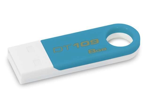 Pendrive 8GB, DT109T, fehér-kékeszöld 5 év szervizben fotó, illusztráció : DT109T_8GB