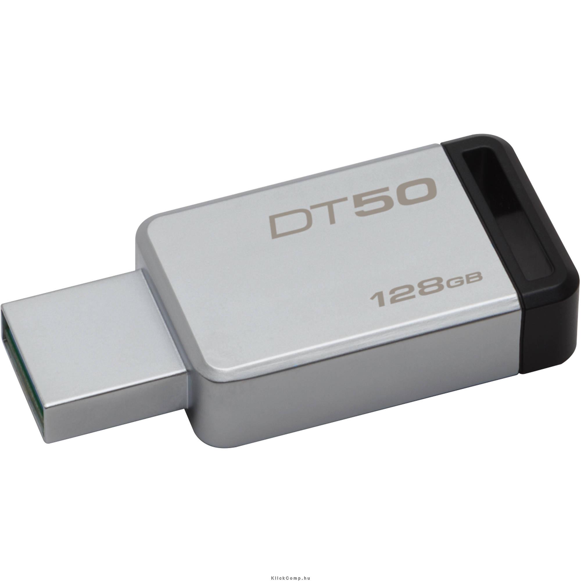 128GB PenDrive USB3.0 Ezüst-Fekete Kingston DT50/128GB Flash Drive fotó, illusztráció : DT50_128GB