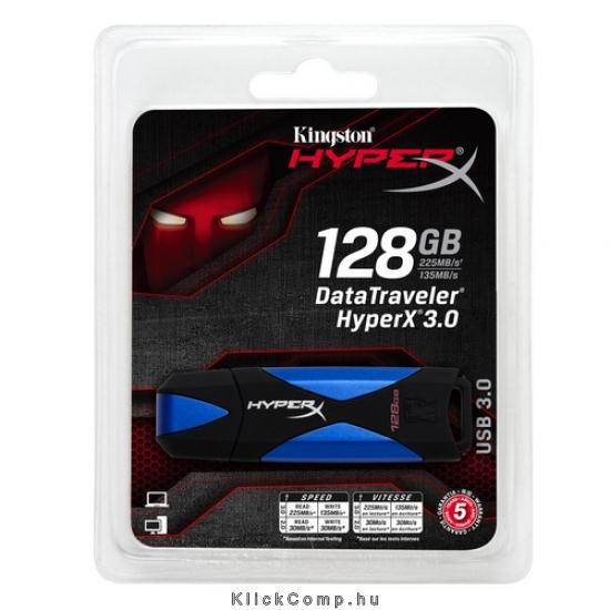 128GB PenDrive USB3.0 KINGSTON HyperX Kék-Fekete DTHX30/128GB fotó, illusztráció : DTHX30_128GB