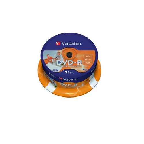 DVD DISK -R 4.7GB VERBATIM 16x 25db hengeren, szélesen nyomtatható, ma - Már ne fotó, illusztráció : DVDV-16B25PP