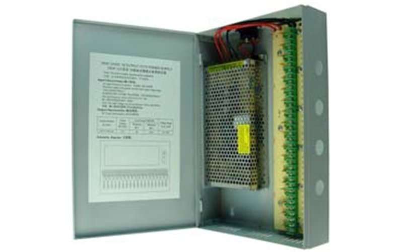 kamera tápegység 12VDC 15A, 18db sorkapocs kimenet, falra szerelhető, fém doboz fotó, illusztráció : EN-PSU18CH15A