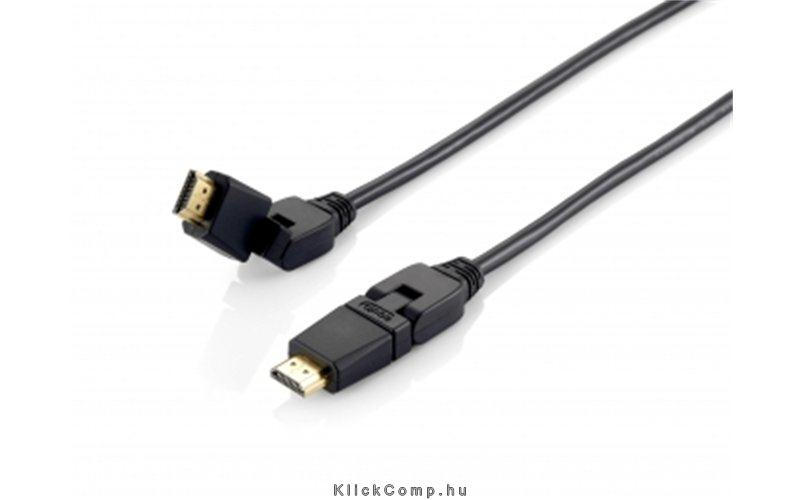 HDMI kábel 1.4 apa/apa, aranyozott, 3m, forgatható csatlakozókkal Delock fotó, illusztráció : EQUIP-119363